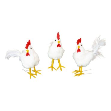 Poules blanches décoratives sur pattes pour une déco de Pâques élégante | jourdefete.com Poules blanches décoratives sur pattes pour une déco de Pâques élégante | jourdefete.com
