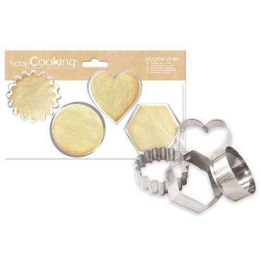 Set de 4 emporte-pièces en inox pour biscuits en forme de cœur, hexagone, rond et festonné | jourdefete.com Set de 4 emporte-pièces en inox pour biscuits en forme de cœur, hexagone, rond et festonné | jourdefete.com