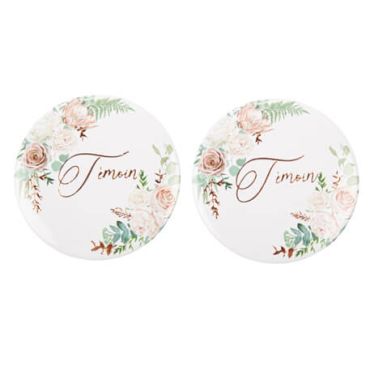 2 badges témoins en rose gold et végétal | jourdefete.com 2 badges témoins en rose gold et végétal | jourdefete.com