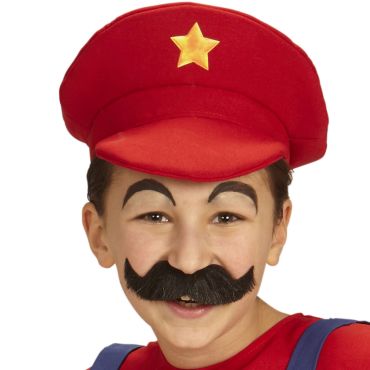 Casquette rouge enfant style plombier moustachu avec étoile | jourdefete.com Casquette rouge enfant style plombier moustachu avec étoile | jourdefete.com