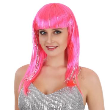 Perruque pour femme cheveux mi-longs dance néon