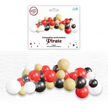 Une arche à ballons de couleur blanche, rouge, dorée et noire comme les couleurs des pirates | jourdefete.com Une arche à ballons de couleur blanche, rouge, dorée et noire comme les couleurs des pirates | jourdefete.com