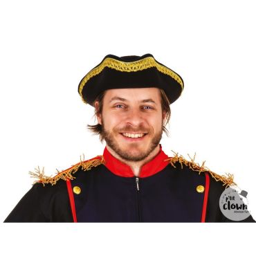 Chapeau tricorne noir avec galon or pour costume de pirate ou noble | jourdefete.com Chapeau tricorne noir avec galon or pour costume de pirate ou noble | jourdefete.com