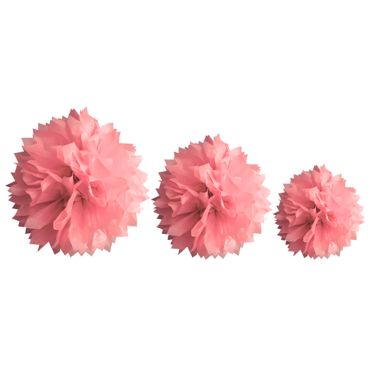 Décoration Pompon Rose - assortiment de 3 tailles Décoration Pompon Rose - assortiment de 3 tailles
