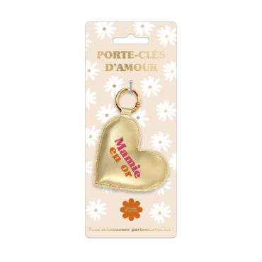 Porte-clés en forme de cœur doré "Mamie en Or", un cadeau précieux pour grand-mère | jourdefete.com Porte-clés en forme de cœur doré "Mamie en Or", un cadeau précieux pour grand-mère | jourdefete.com