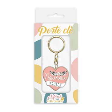 Porte-clé en métal - Nounou Adorée | jourdefete.com Porte-clé en métal - Nounou Adorée | jourdefete.com