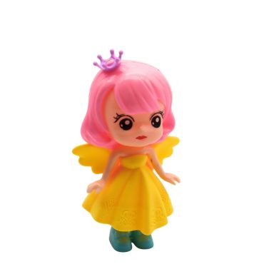 Petite poupée fée avec cheveux roses couronne et robe jaune jouet fille | jourdefete.com Petite poupée fée avec cheveux roses couronne et robe jaune jouet fille | jourdefete.com