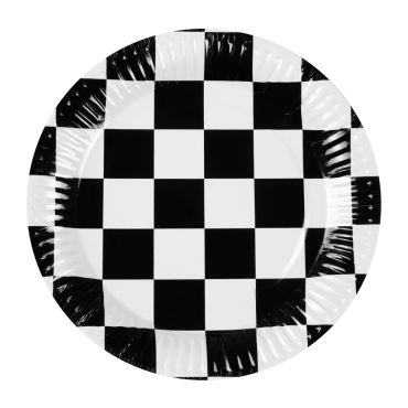 Assiettes en carton avec motif damier pour une décoration festive | jourdefete.com Assiettes en carton avec motif damier pour une décoration festive | jourdefete.com