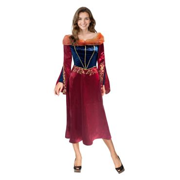 Femme déguisée en reine médiévale avec robe bordeaux et dorures | jourdefete.com Femme déguisée en reine médiévale avec robe bordeaux et dorures | jourdefete.com