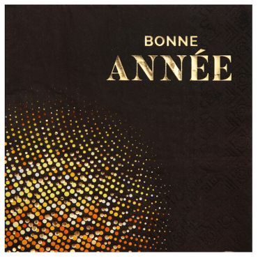 Serviettes en papier dorées "Bonne Année" pour fêtes de fin d'année | jourdefete.com