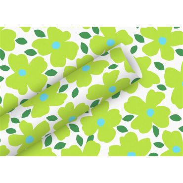 Papier cadeau Poppy Pop Fresh aux fleurs vertes sur fond blanc | jourdefete.com Papier cadeau Poppy Pop Fresh aux fleurs vertes sur fond blanc | jourdefete.com
