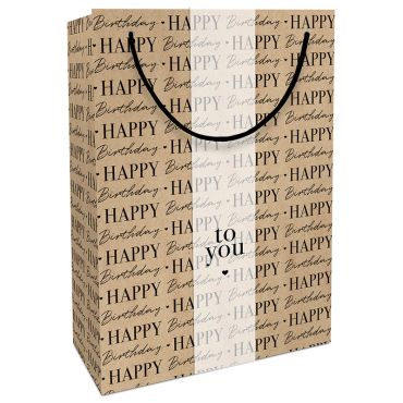 Sac cadeau Birthday Kraft élégant et naturel | jourdefete.com