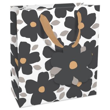 Sac cadeau Poppy Pop Boho, design floral noir et beige | jourdefete.com Sac cadeau Poppy Pop Boho, design floral noir et beige | jourdefete.com