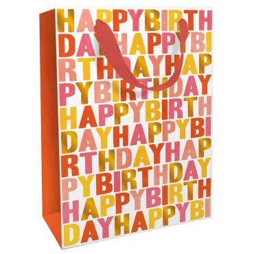 Sac cadeau Birthday Tangerine, design aux lettres colorées | jourdefete.com Sac cadeau Birthday Tangerine, design aux lettres colorées | jourdefete.com