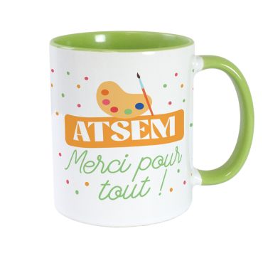 Mug vert ATSEM avec message Merci pour tout - Cadeau de fin d’année scolaire | jourdefete.com Mug vert ATSEM avec message Merci pour tout - Cadeau de fin d’année scolaire | jourdefete.com