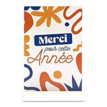 Plaque décorative en bois Merci pour cette année aux couleurs vives | jourdefete.com
