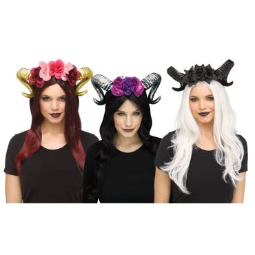 Un superbe serre-tête avec cornes de bélier et fleurs pour Halloween | jourdefete.com Un superbe serre-tête avec cornes de bélier et fleurs pour Halloween | jourdefete.com