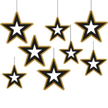8 suspensions étoiles noires et dorées | jourdefete.com 8 suspensions étoiles noires et dorées | jourdefete.com
