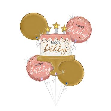 set de 5 ballons anniversaire rose gold et or set de 5 ballons anniversaire rose gold et or