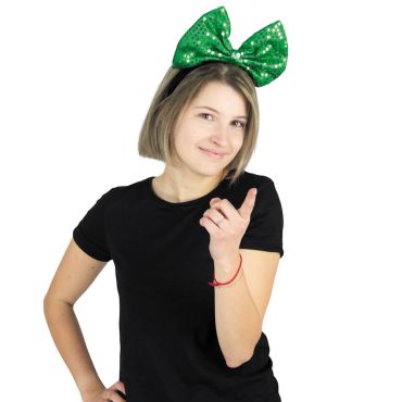 Serre-tête nœud à sequins verts, accessoire Saint-Patrick chic | jourdefete.com Serre-tête nœud à sequins verts, accessoire Saint-Patrick chic | jourdefete.com