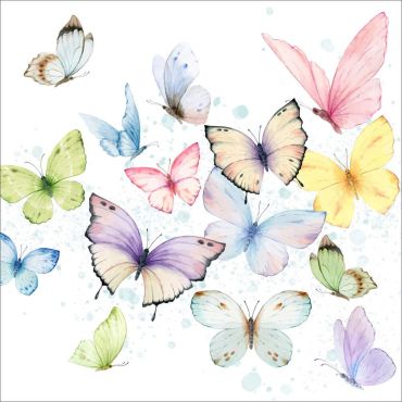 Serviettes en papier avec motifs de papillons colorés en aquarelle | jourdefete.com Serviettes en papier avec motifs de papillons colorés en aquarelle | jourdefete.com