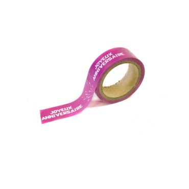 Ruban Adhésif Repositionnable 5m - "Joyeux Anniversaire" Fuchsia Ruban Adhésif Repositionnable 5m - "Joyeux Anniversaire" Fuchsia