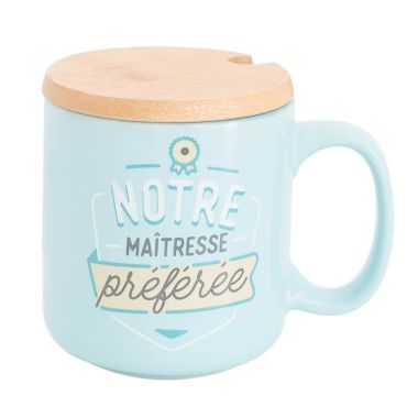 Mug avec Couvercle en Bois - Notre Maitresse Preferee - Mr. Wonderful | jourdefete.com Mug avec Couvercle en Bois - Notre Maitresse Preferee - Mr. Wonderful | jourdefete.com