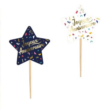 Pack de 12 pics de décoration - Joyeux Anniversaire - Collection Confettis | jourdefete.com Pack de 12 pics de décoration - Joyeux Anniversaire - Collection Confettis | jourdefete.com