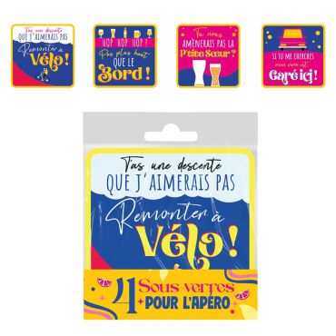 Lot de 4 sous-verres apéro avec messages humoristiques pour l’été | jourdefete.com Lot de 4 sous-verres apéro avec messages humoristiques pour l’été | jourdefete.com