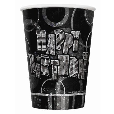 gobelet en carton anniversaire glitz noire gobelet en carton anniversaire glitz noire