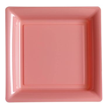 12 Assiettes Carrées en Plastique - Rose Pâle 12 Assiettes Carrées en Plastique - Rose Pâle