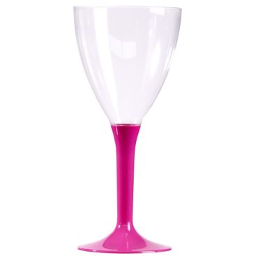 10 Verres à Vin Plastique Pied Fuchsia 10 Verres à Vin Plastique Pied Fuchsia