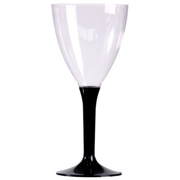 10 Verres à Vin Plastique Pied Noir 10 Verres à Vin Plastique Pied Noir