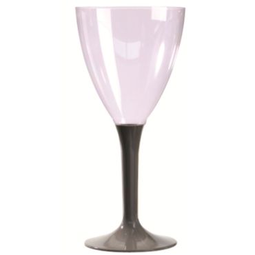 10 Verres à Vin Plastique Pied Taupe 10 Verres à Vin Plastique Pied Taupe