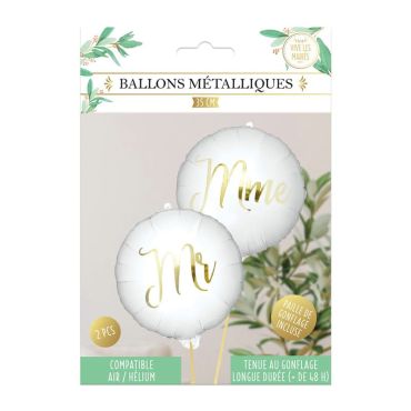 Pack de 2 ballons métalliques - Mr / Mme - 35 cm - Vive les mariés | jourdefete.com Pack de 2 ballons métalliques - Mr / Mme - 35 cm - Vive les mariés | jourdefete.com