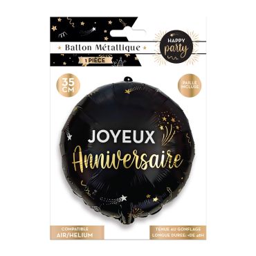 Ballon métallique noir et doré "Joyeux Anniversaire" pour fête élégante | jourdefete.com Ballon métallique noir et doré "Joyeux Anniversaire" pour fête élégante | jourdefete.com
