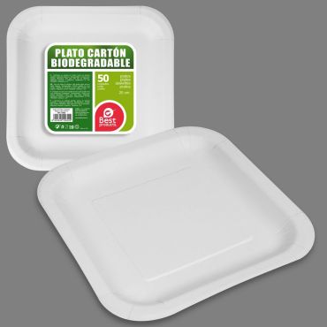 Lot de 50 assiettes en carton biodégradable blanches | jourdefete.com Lot de 50 assiettes en carton biodégradable blanches | jourdefete.com