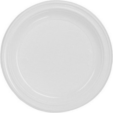 Lot de 50 assiettes blanches de 20,5 cm en plastique réutilisable | jourdefete.com Lot de 50 assiettes blanches de 20,5 cm en plastique réutilisable | jourdefete.com