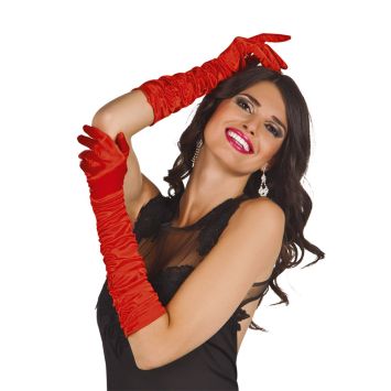 Gants longs "Hollywood" - Rouge