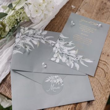 10 invitations / cartes de vœux avec enveloppes FSC® - 12 x 17,5 cm - Collection Greenery