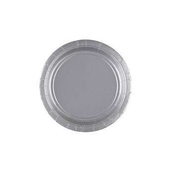 8 Petites Assiettes en Carton Argents - 18 cm
