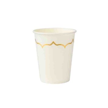 8 gobelets en carton avec dorure - 25 cl - Couleur au choix