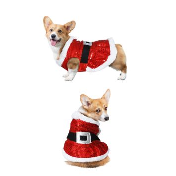 Déguisement de Père Noël à sequins pour chien - Taille au choix