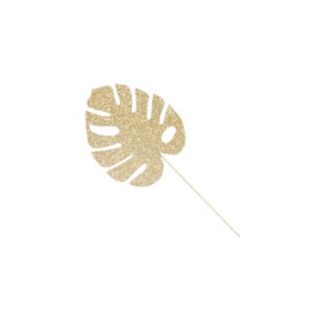 6 Feuilles Monstera pailletée sur tige - Couleur au choix