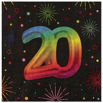 12 serviettes en papier pour anniversaire - 33 x 33 cm - Collection Festicolor - Âge au choix