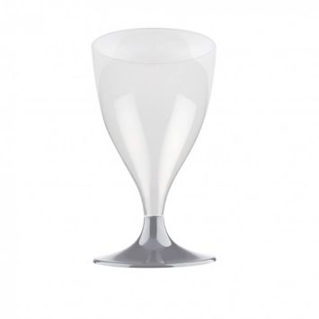 10 Verres à Eau et Vin en Plastique - Gris