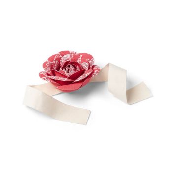 2 Roses Gypsy en lin avec ruban - Corail
