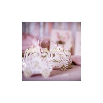 8 Contenants en forme de Carrosse - Princesse Rose & Or - 10 cm