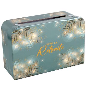 Tirelire "Vive la Retraite" en carton - 24 x 16 x 10 cm - Collection Retraite Dorée - Couleur au choix