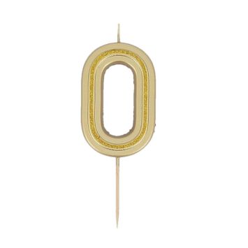 Bougie à paillettes dorées en forme de chiffre pour anniversaire - 7 cm - Chiffre au choix